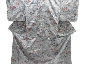 大特価品　未使用品　雲に草花模様織り出し西陣伝承紬着物